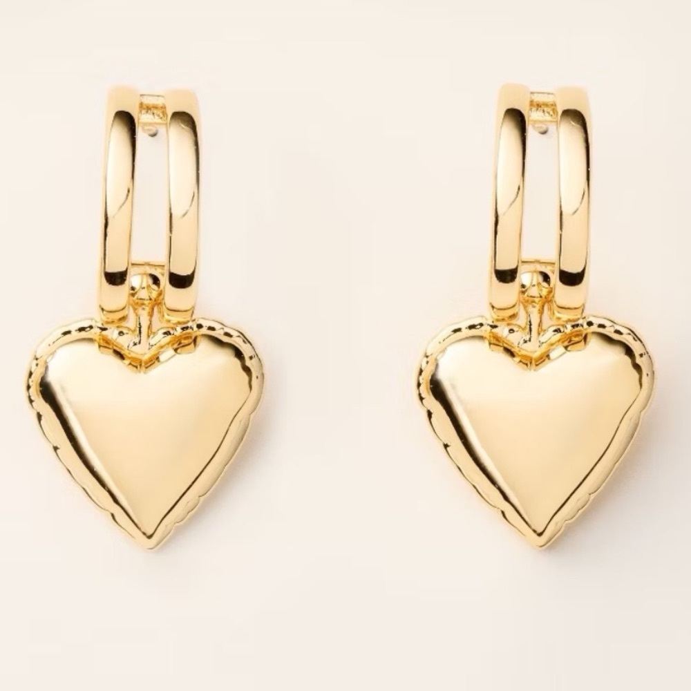 Kate Spade Gold Puff Heart Earrings, NEW XTarget Collab Ltd Edition - Picture 4 of 5